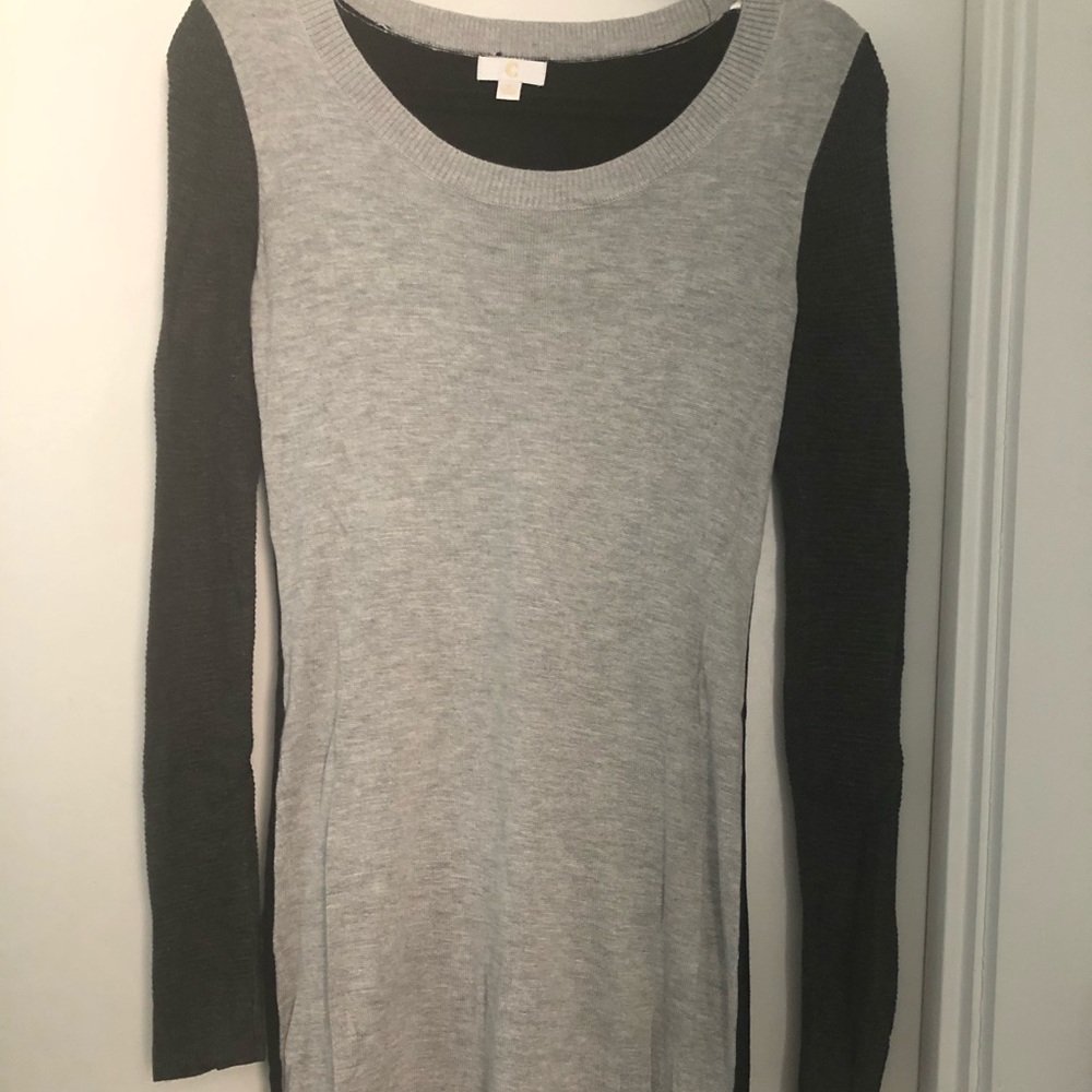 Tri-color long sleeved body con dress